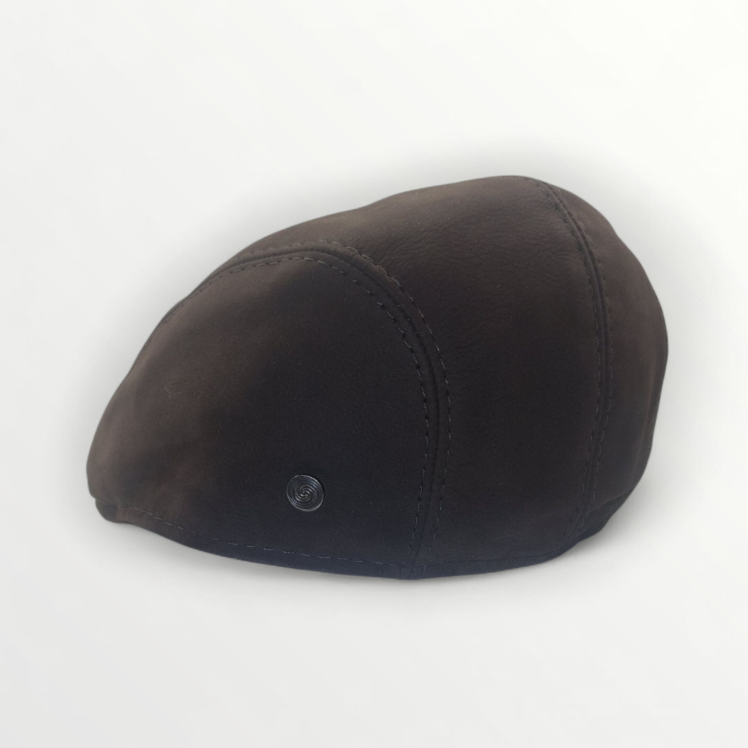Coppola Sbarià Duffy in vera pelle nabuk testa di moro, stylish hat with soft textured leather finish and classic design.