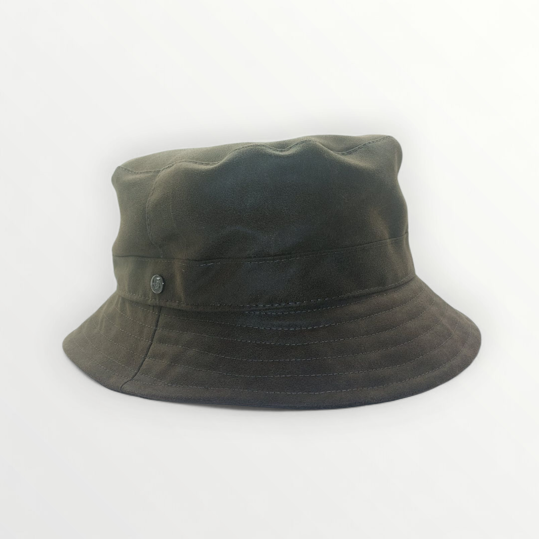 Cotton fisherman's hat with wax finish, in Testa di Moro color by Sbarià, featuring a wide brim and textured design.