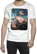 Popeye Jack Daniels cartoon T-shirt for men in fiery cotton, urban STREET STYLE brand, casual men's graphic t-shirt.