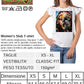 Street Style Donna T-shirt with Mona Lisa portrait in vibrant colors, made from organic cotton, urban and artistic design.