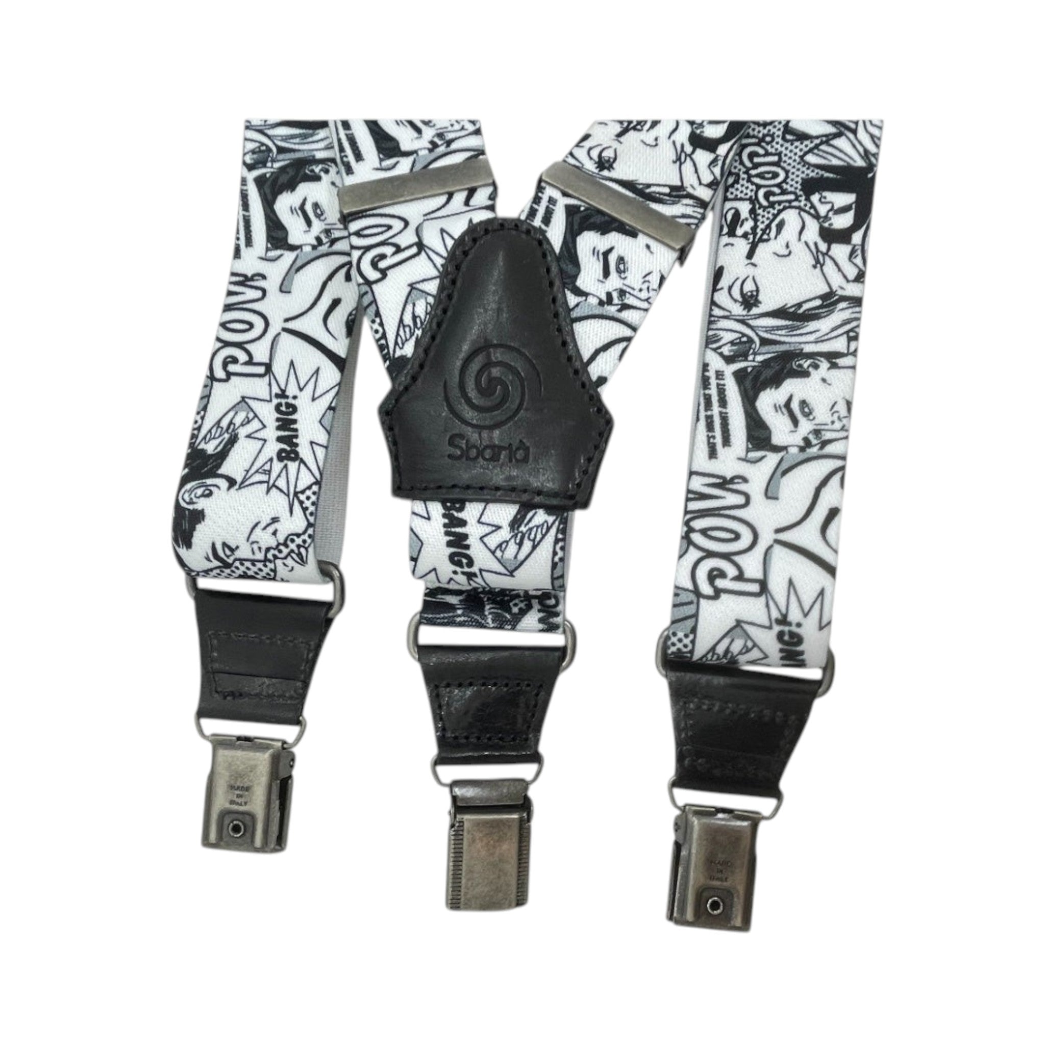 Sbarià Bretella Comix artisanal Italian suspenders with adjustable straps and classic design, made in Italy.