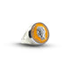 Silver Anello Chevalier ring with colorful enamel design, vintage 1950s Dolce Vita style from BDG Accessories.