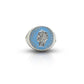 Vintage Anello Chevalier BDG Accessories in silver with colorful enamel, inspired by 1950s Dolce Vita style.