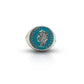 Silver Anello Chevalier ring with vintage Dolce Vita 1950s design and colorful enamel, by BDG Accessories.