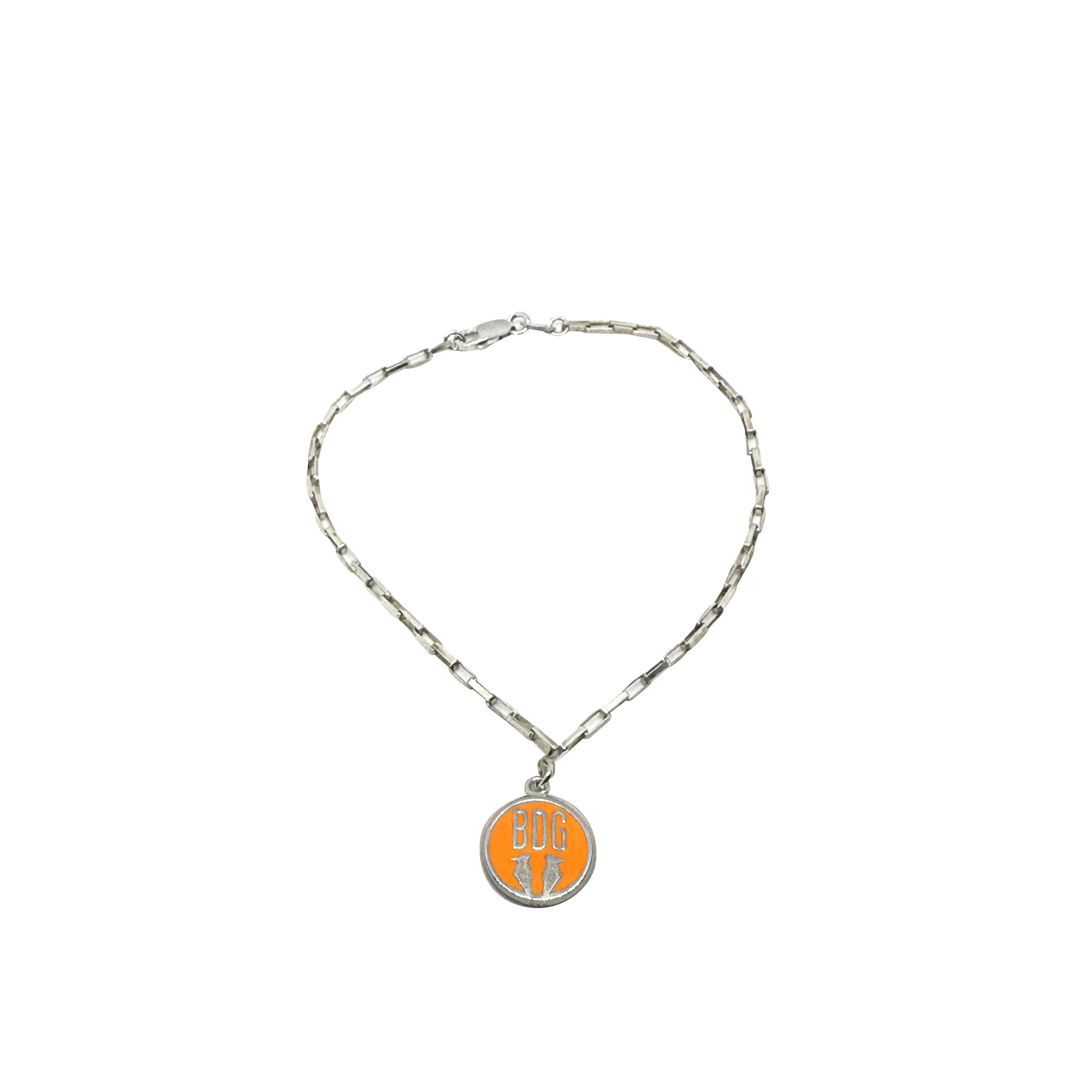 Silver enamel bracelet by BDG Accessories featuring vintage 1950s Dolce Vita style, with intricate design and retro charm.