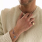 Silver bracelet with colorful enamel accents from BDG Accessories, vintage Dolce Vita 1950s style jewelry.