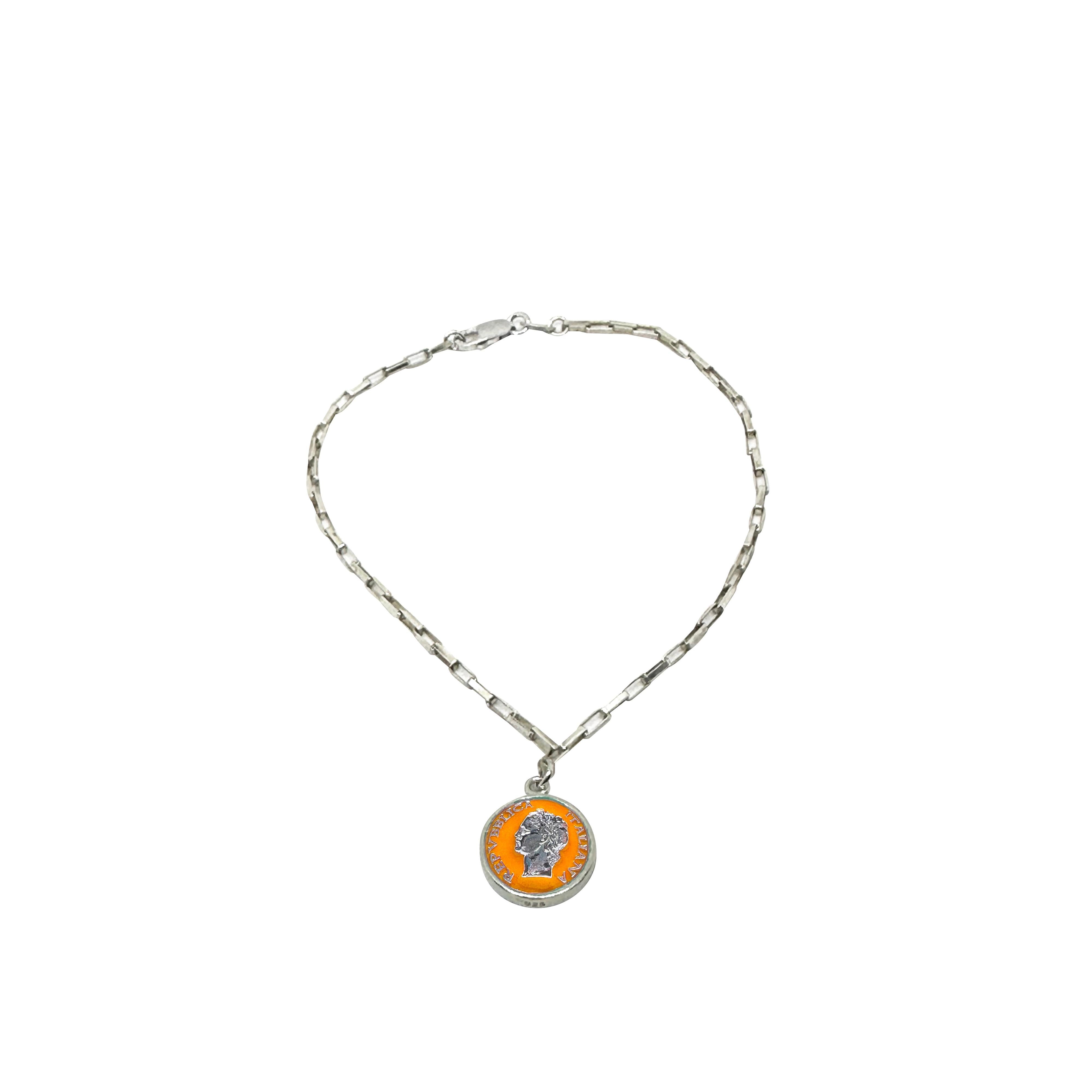 Silver enamel bracelet by BDG Accessories featuring vintage 1950s Dolce Vita style with retro design and elegant details.