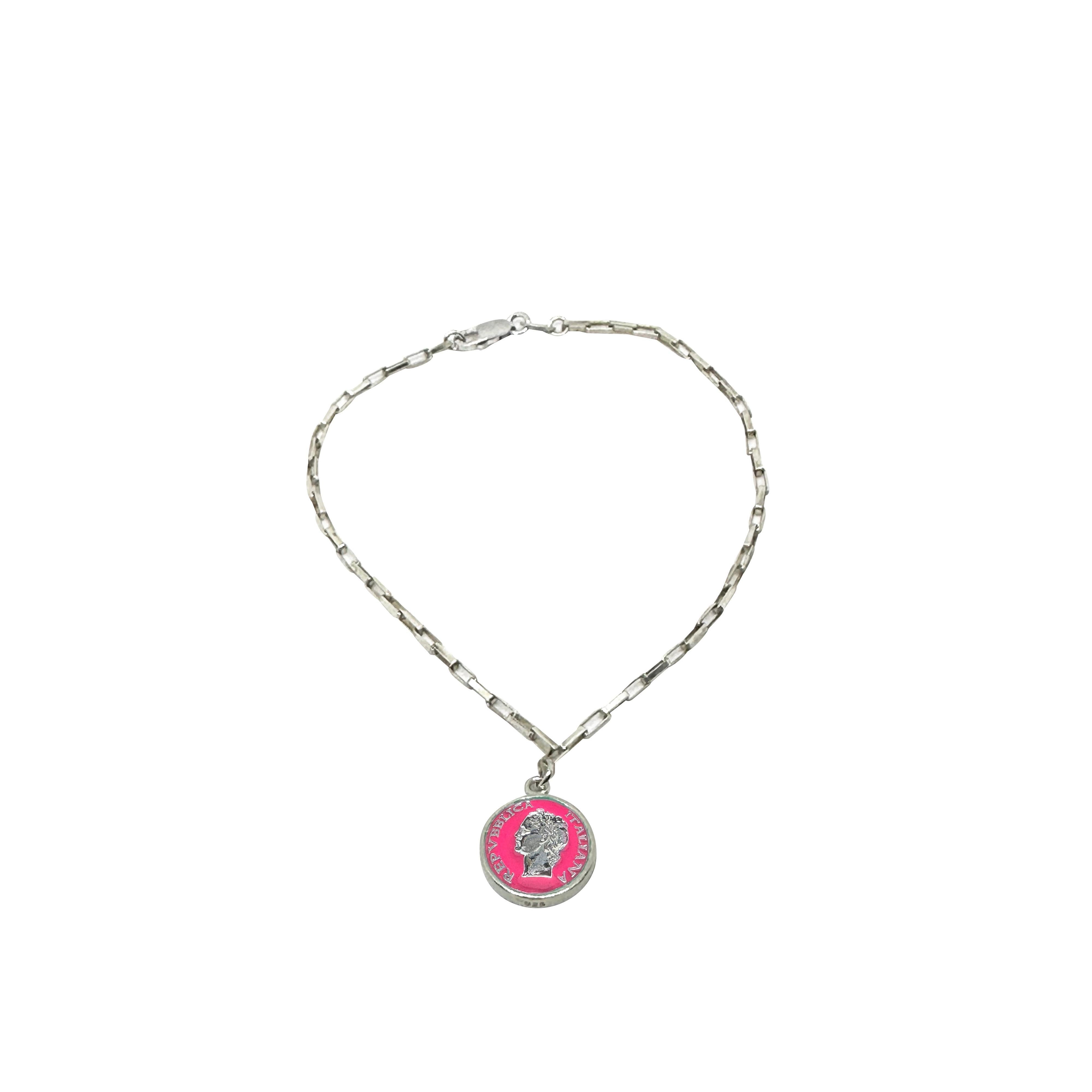 Vintage BDG Accessories silver bracelet with colorful enamel detailing inspired by 1950s Dolce Vita style.