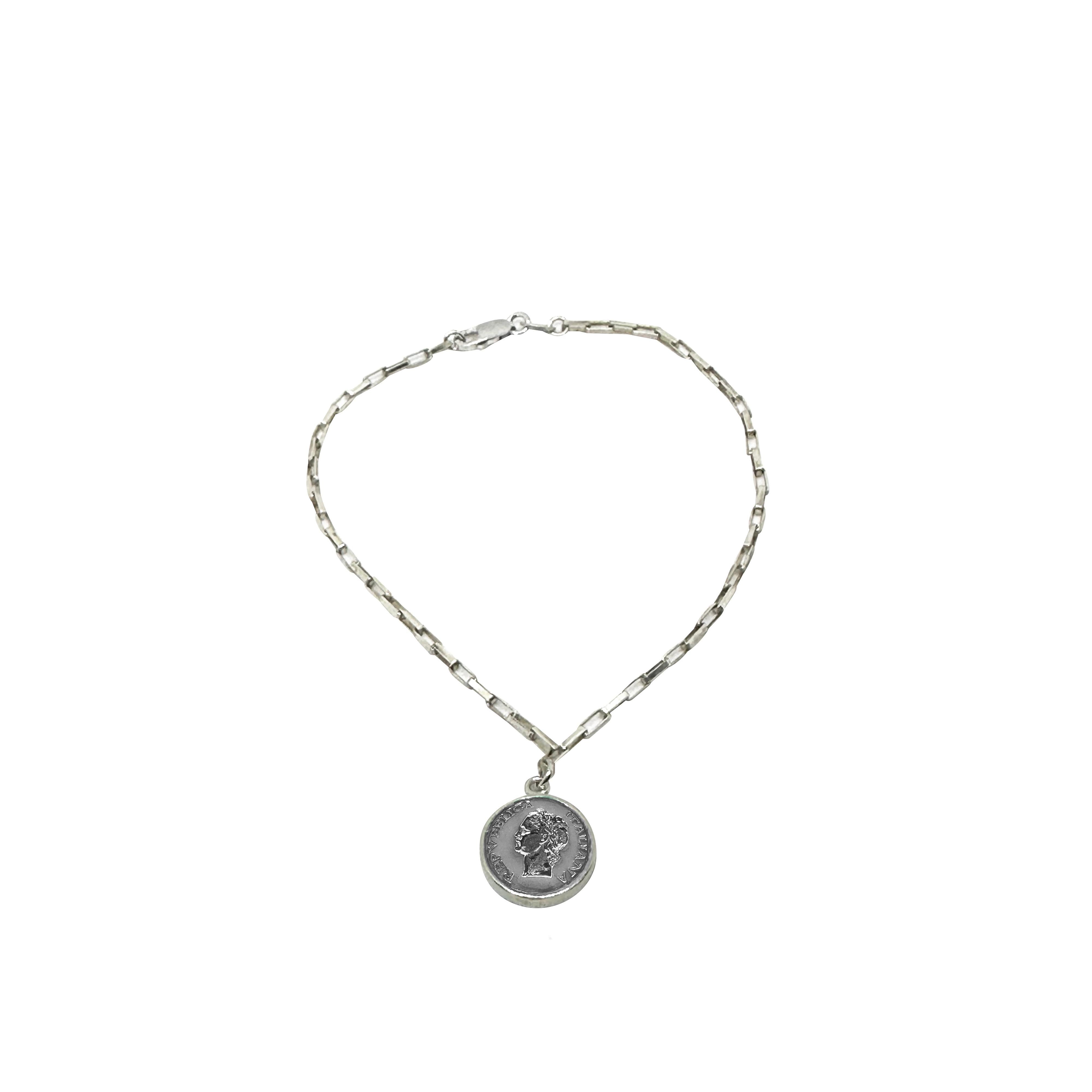 Silver bracelet with colorful enamel accents, vintage Dolce Vita style inspired by 1950s fashion, by BDG Accessories.