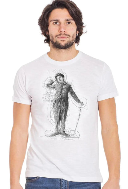 Charlie Chaplin T-shirt for men by STREET STYLE featuring urban art design on 100% organic cotton slub fabric.