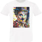 Charly Chaplin artistic stylized color T-shirt for men by STREET STYLE, 100% cotton, urban design, featuring a graphic of Charlie Chaplin.