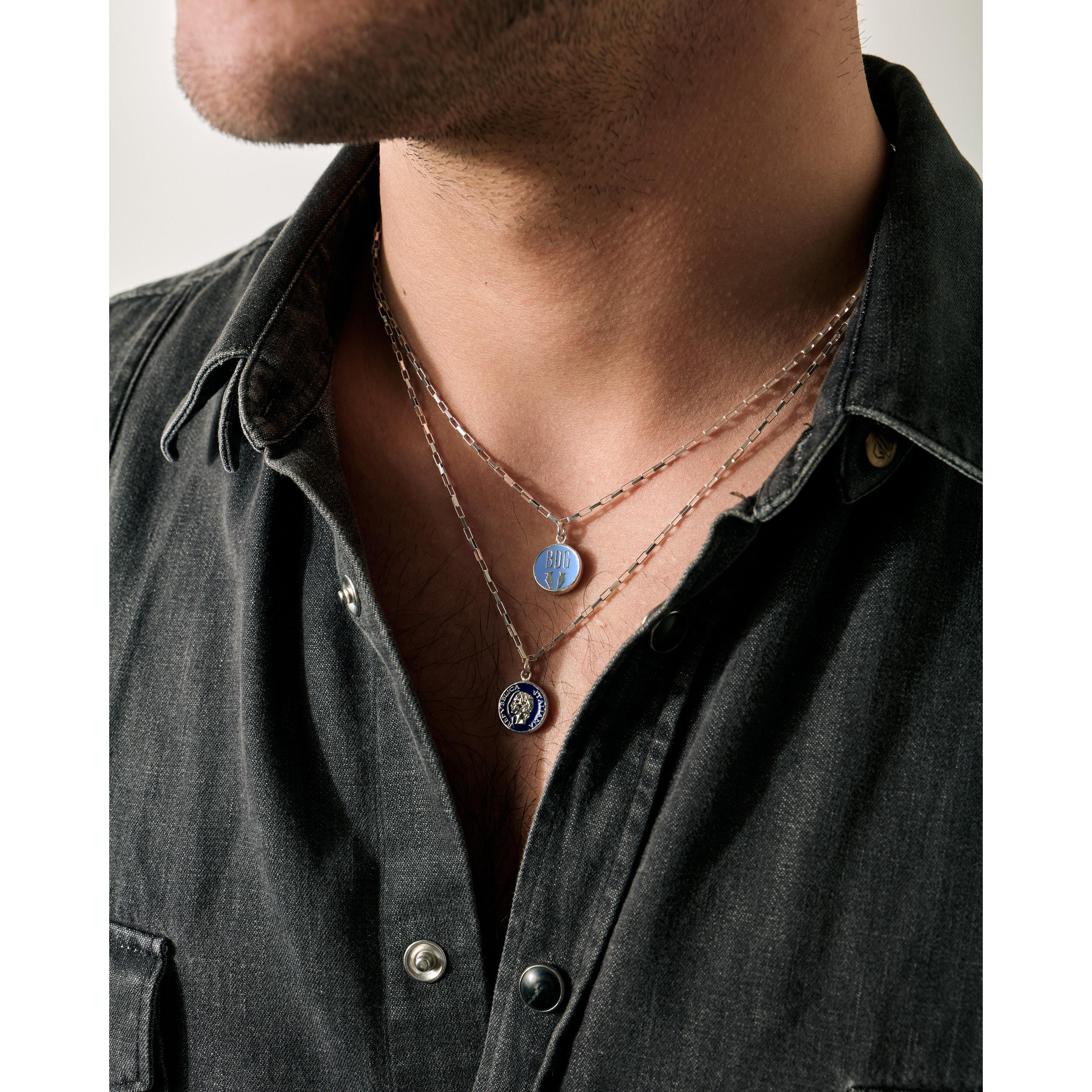 Vintage BDG Accessories silver chain necklace with colorful enamel accents inspired by 1950s Dolce Vita style.