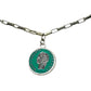 Silver chain necklace with vintage green enamel pendant inspired by 1950s Dolce Vita style from BDG Accessories.