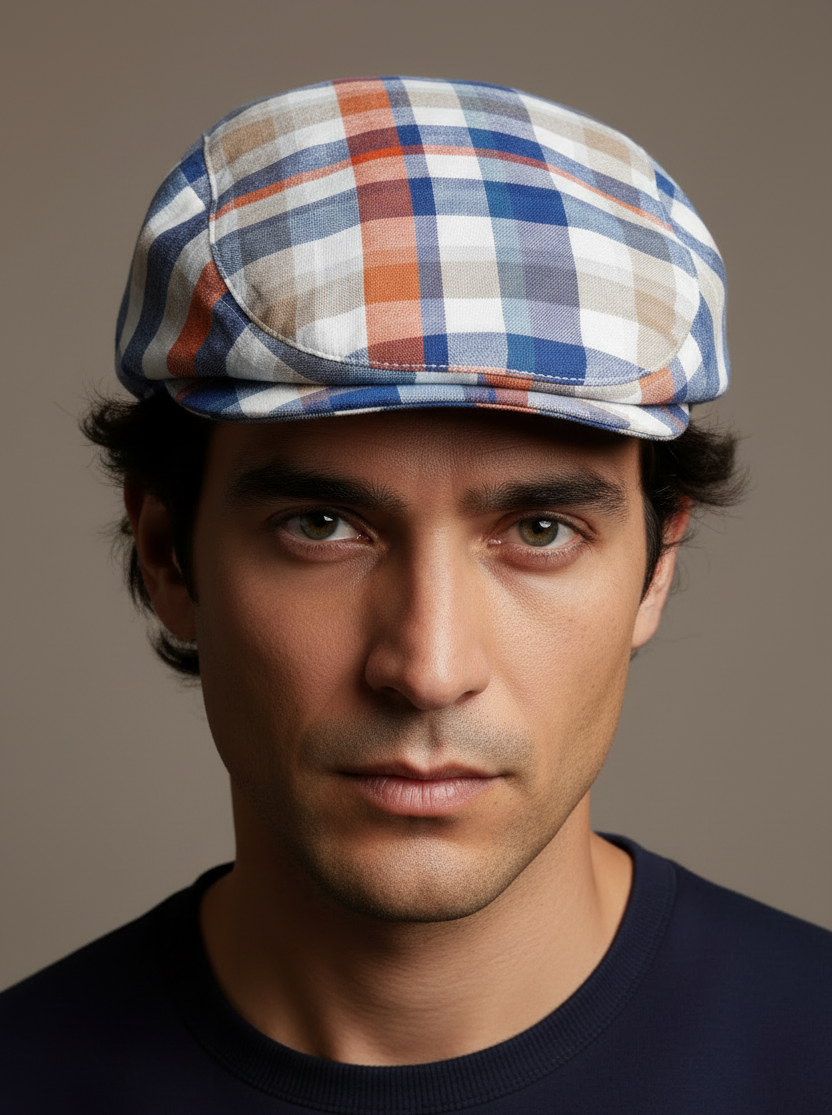 Coppola London Madras multicolor lino cotone uomo artigianale Made in Italy – Sbarià