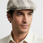 Coppola London Tartan beige misto lino cotone uomo - flat cap tartan verde artigianale Made in Italy - Sbarià