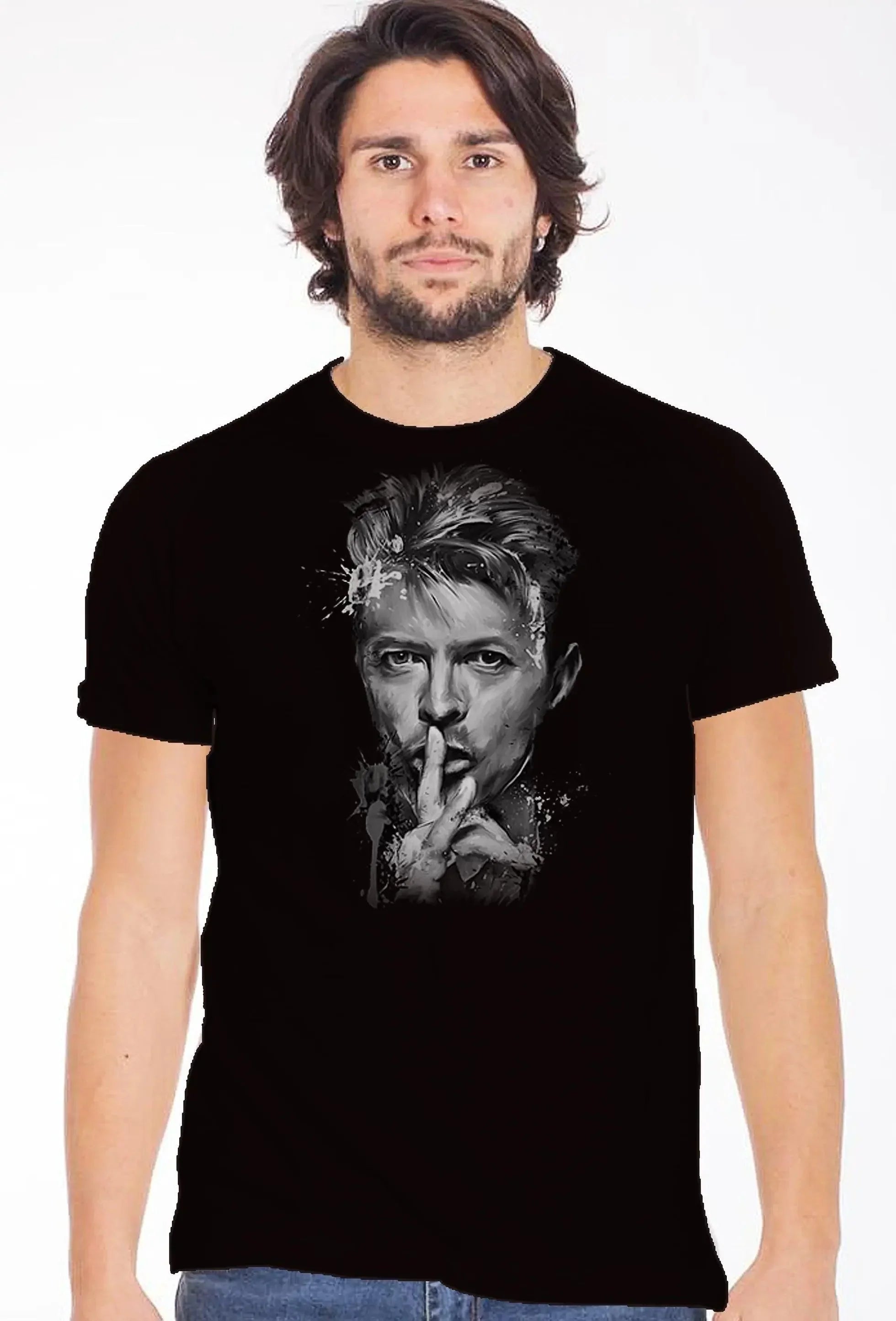 David Bowie Uomo Slub T-shirt by STREET STYLE, made of 100% cotton, featuring a casual urban design in natural fabric detail.