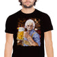 Street Style men's organic cotton T-shirt featuring Einstein holding a beer, casual urban style with a vintage washed finish.