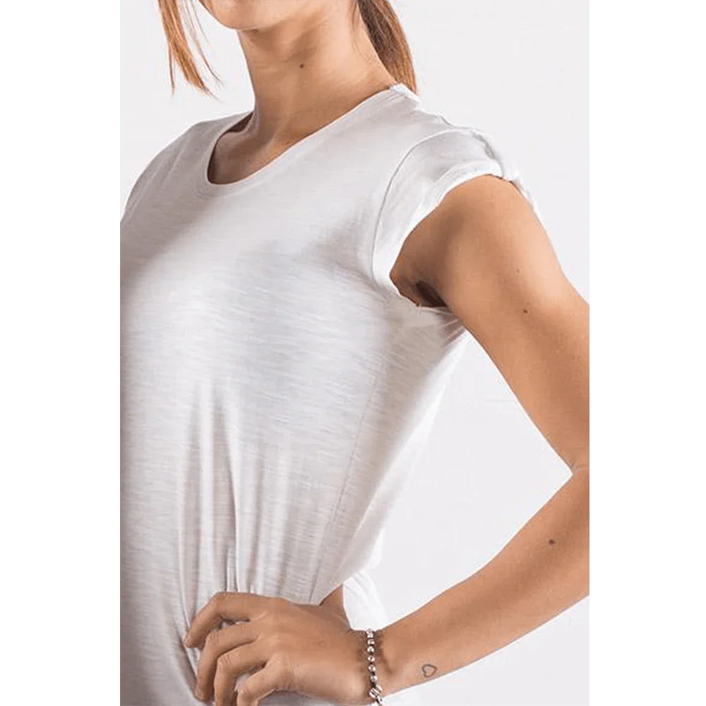 White bio cotton T-shirt for women by STREET STYLE with a distressed urban design, featuring a street style graphic.