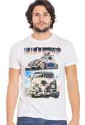Street Style men's T-Shirt featuring a Maggiolino T2 Volkswagen camper van graphic on 100% cotton fabric.