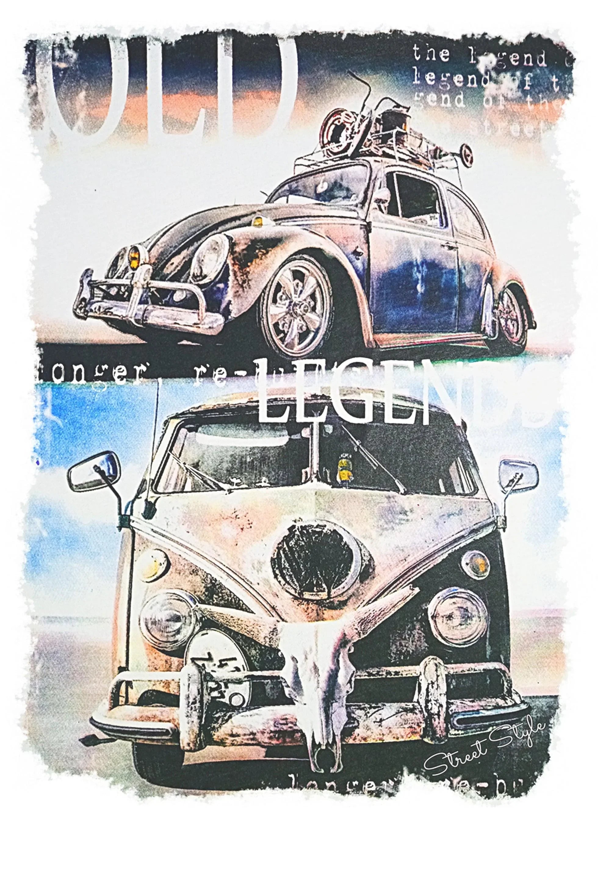 Men's Volkswagen T2 Maggiolino T-Shirt by STREET STYLE, 100% cotton, urban street style, featuring a vintage car graphic.