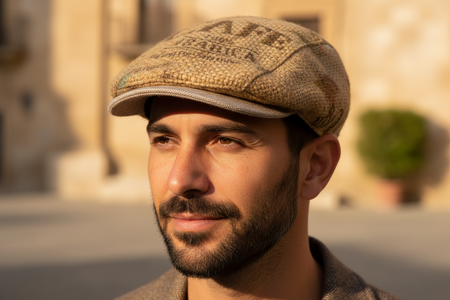 Modello con Coppola Caffè Arabica - 3 pannelli juta