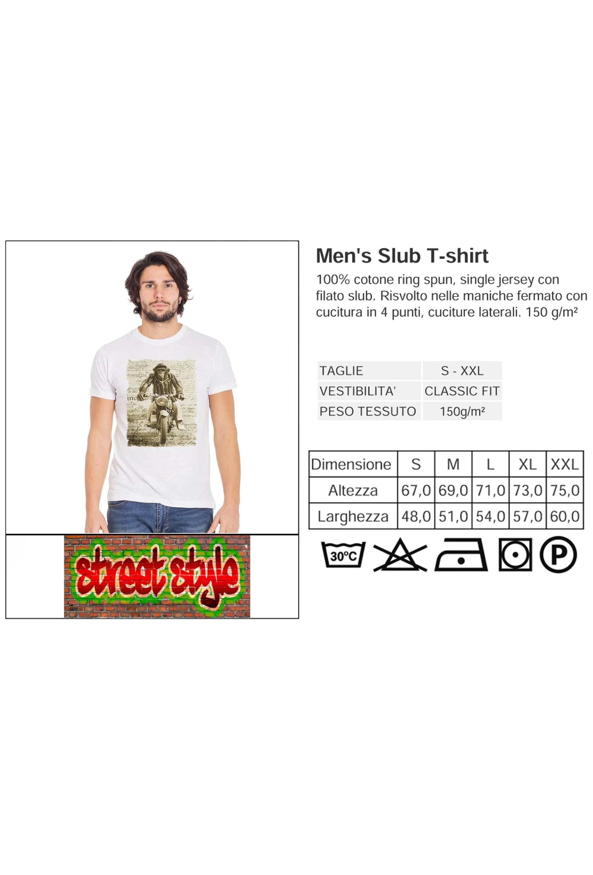 Street Style Monkey Dream Moto T-shirt for men, 100% cotton urban design with monkey and auto artwork, casual men's T-shirt.
