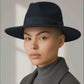 Cappello Fedora Round in feltro di lana nera e nastro con fiocco "Waterproof and Crushable"
