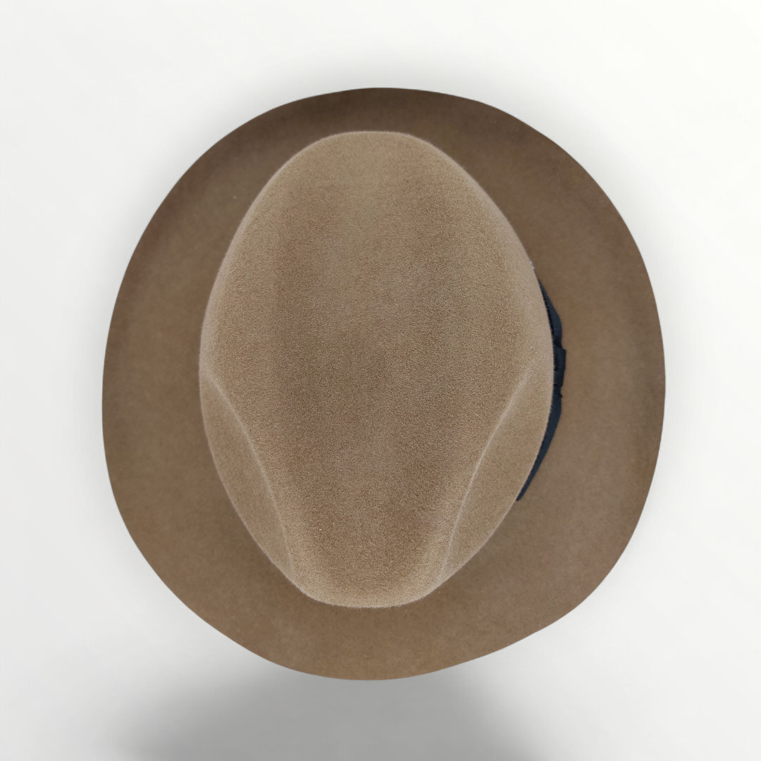 Sbarià felted wool fedora hat with bow, waterproof and crushable, featuring a round shape and stylish design.