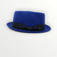 Cappello Pork Pie in feltro di lana petrolio e nastro Con Fiocco "Waterproof and Crushable"