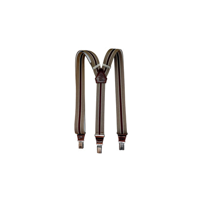 Artigianale Italian Sbarià regimental suspenders with classic pattern and adjustable straps, made for a stylish, vintage look.