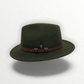 Cappello Fedora Oval in feltro di lana oliva e cinturino in pelle "Waterproof and Crushable"