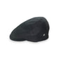 Sbarià black 100% virgin linen flat cap with metal logo pin detail