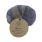 Sbarià blue and brown plaid linen and cotton flat cap with a slight brim and vertical blue linen panels.