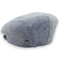 Sbarià blue and beige linen-cotton blend flat cap with micro-design and metal button detail.