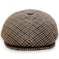 Sbarià brown and blue pied de poule 100% linen flat cap with cotton lining and UV protection.