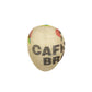 Sbarià Coppola Bang hat made from recycled coffee sack jute with 'CAFE BR' print and beige linen brim. Unique, handcrafted design.