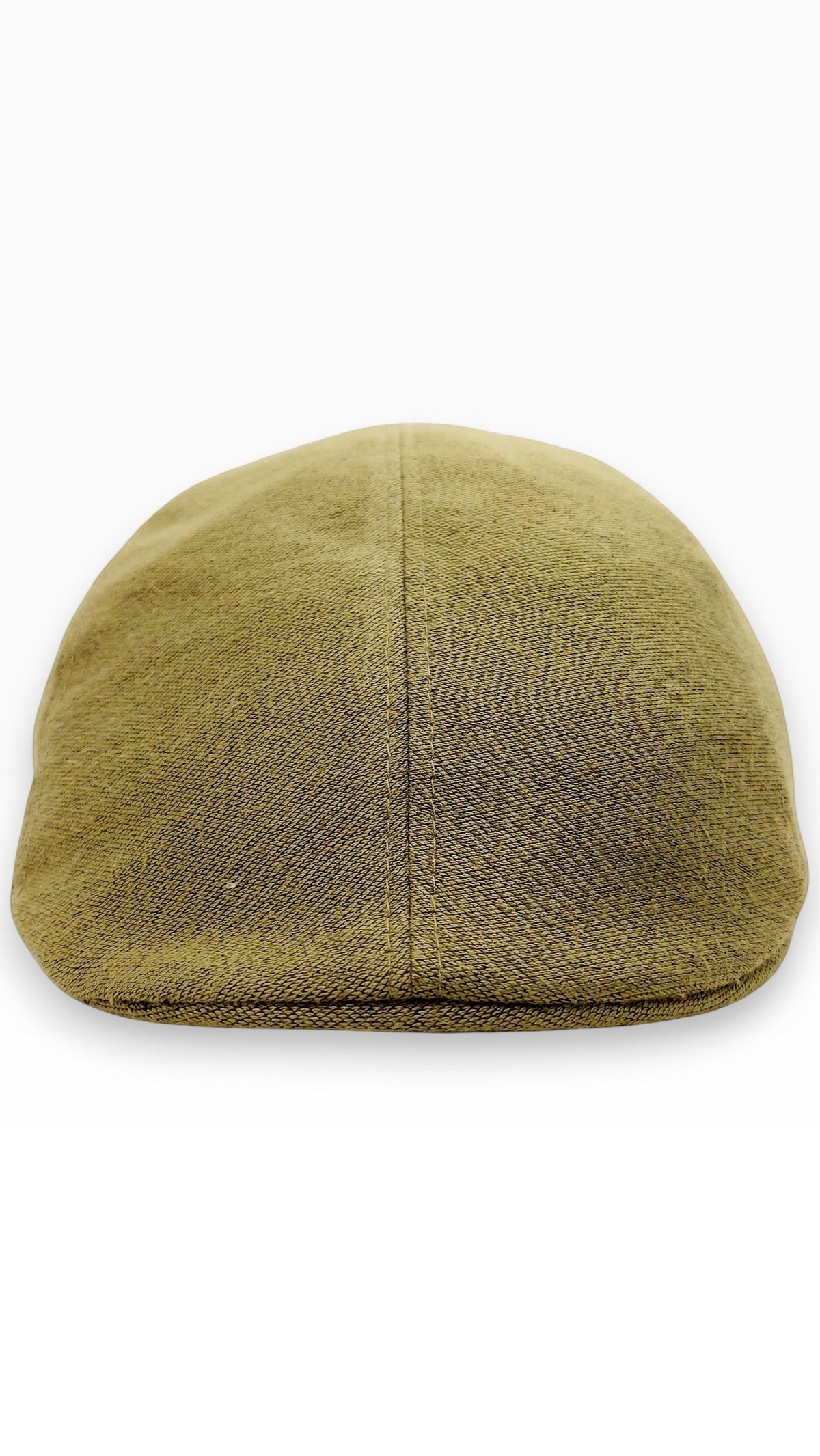 Sbarià olive green bamboo fabric Coppola Duffy cap. Flat cap with a textured weave and central seam.