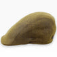 Sbarià olive green bamboo fabric flat cap with button detail. Eco-friendly and breathable.