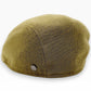 Sbarià olive green bamboo fabric flat cap with button detail. Eco-friendly and breathable.