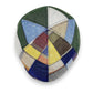 Sbarià Gatsby patchwork cap in pure linen, featuring a 6-panel design with a blue stitch detail and a mix of colours and patterns.