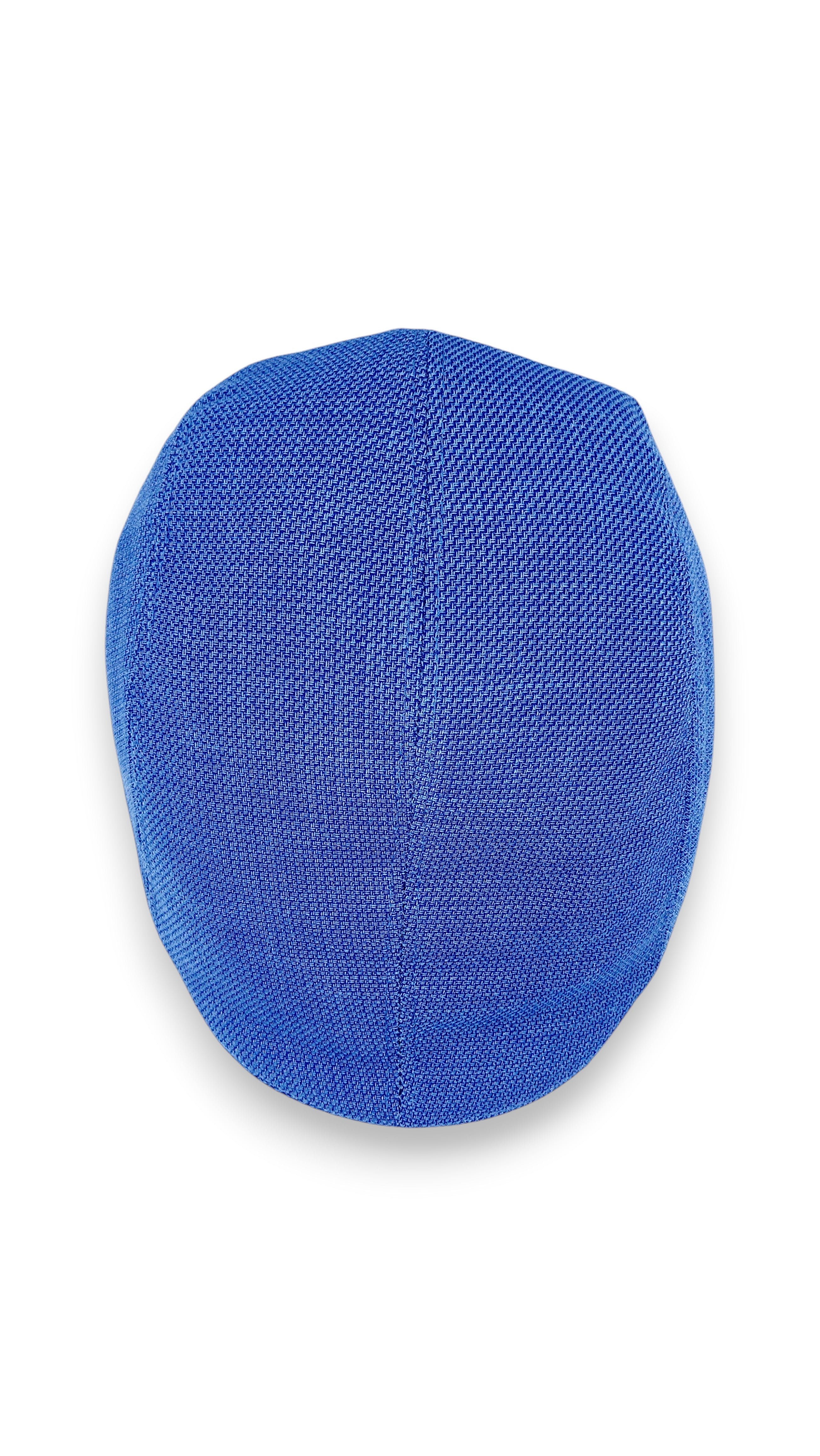 Sbarià Daffy flat cap in blue cotton with four vertical panels and UV protection. Artisan made in Italy.