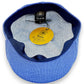 Sbarià blue cotton flat cap with artisanal craftsmanship and UV protection.