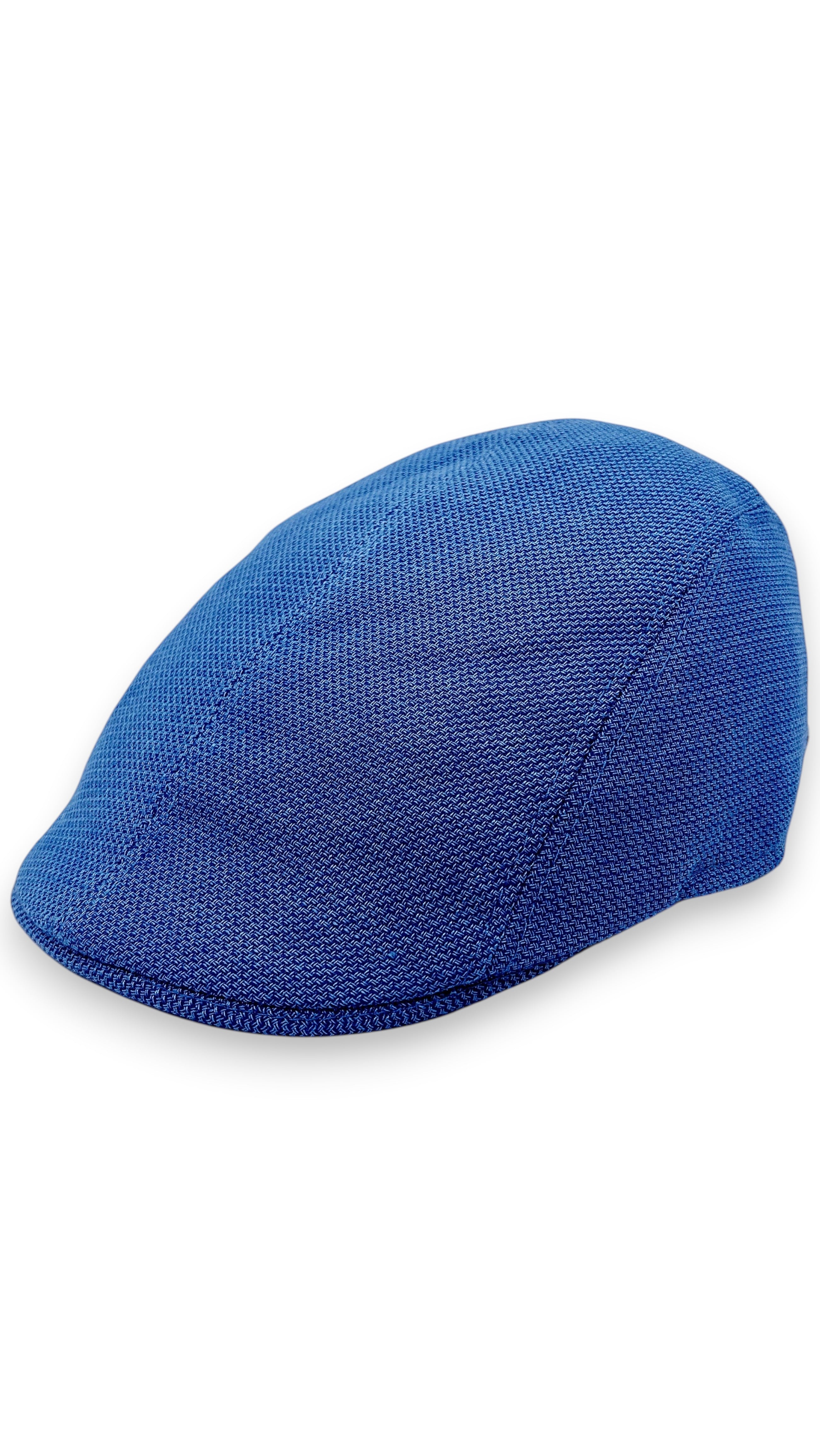 Sbarià blue cotton flat cap with UV protection, artisanal Italian craftsmanship.