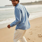 Sbarià men's blue plaid linen and cotton flat cap with a light blue accent.