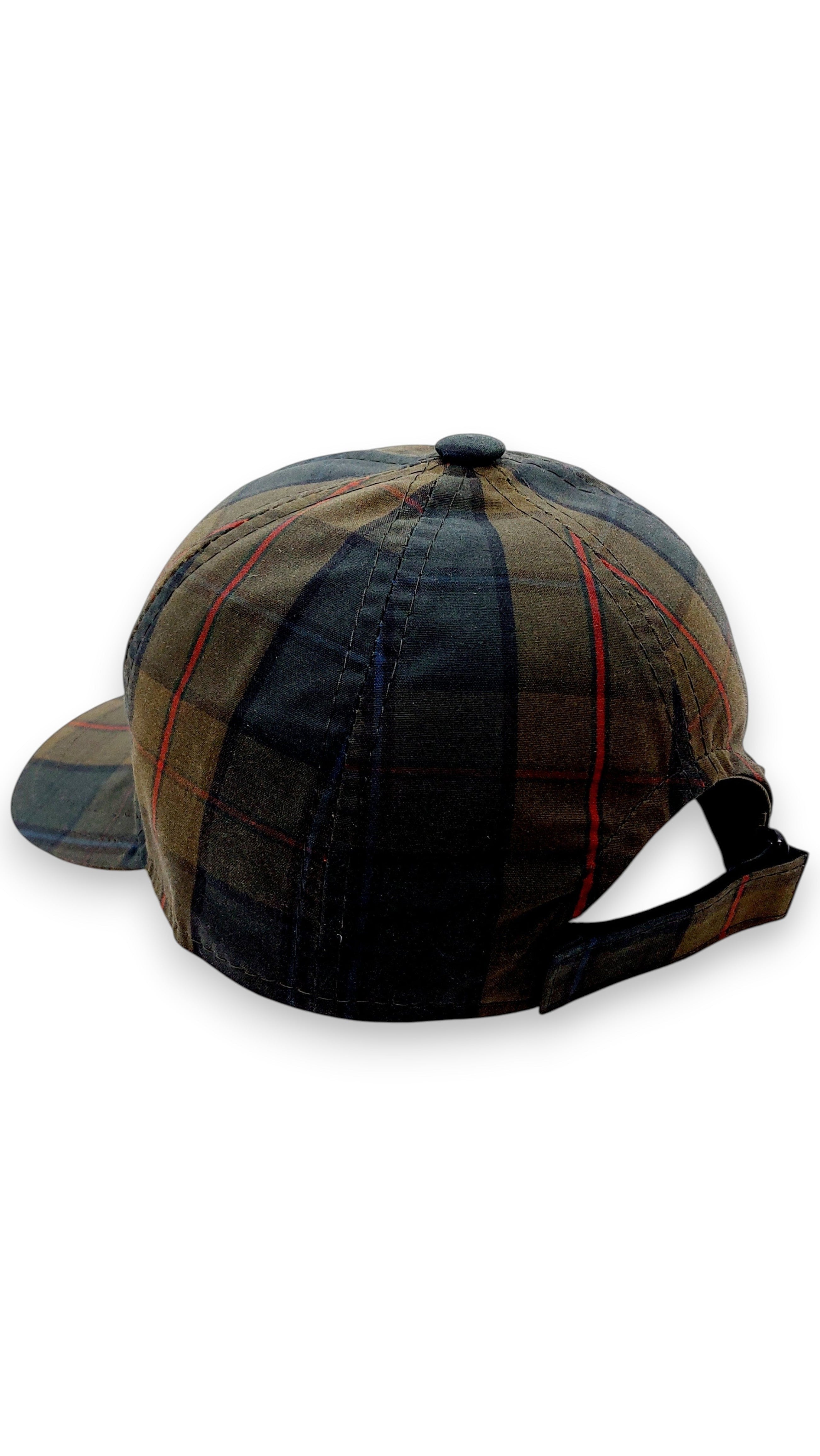 Sbarià British tartan baseball cap in waxed cotton with adjustable strap. Water-repellent and UV protection.