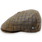 Sbarià brown and blue pied de poule 100% linen flat cap with cotton lining and UV protection.