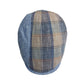Sbarià Lampedusa flat cap in linen and cotton blend, featuring a blue plaid pattern and solid blue side panels.