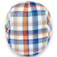 Sbarià London Madras multicolor flat cap in linen and cotton blend. Features a vintage contemporary style with a Sicilian front and English back.