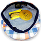 Sbarià London multicolor madras flat cap in linen and cotton blend. Features a blue, orange, beige, and white plaid pattern and artisanal Italian craftsmanship.