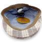 Sbarià London Tartan flat cap in beige and white plaid, made from a linen blend with a traditional cut.